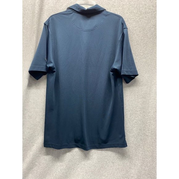 C. Defoor Mens Polo Shirt 3 button Navy Blue Short Sleeve Flag Logo Size Medium - Picture 2 of 5